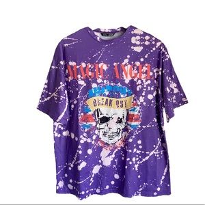 [SHEIN] NWOT Drop Shoulder Letter & Skull Print Longline Tee